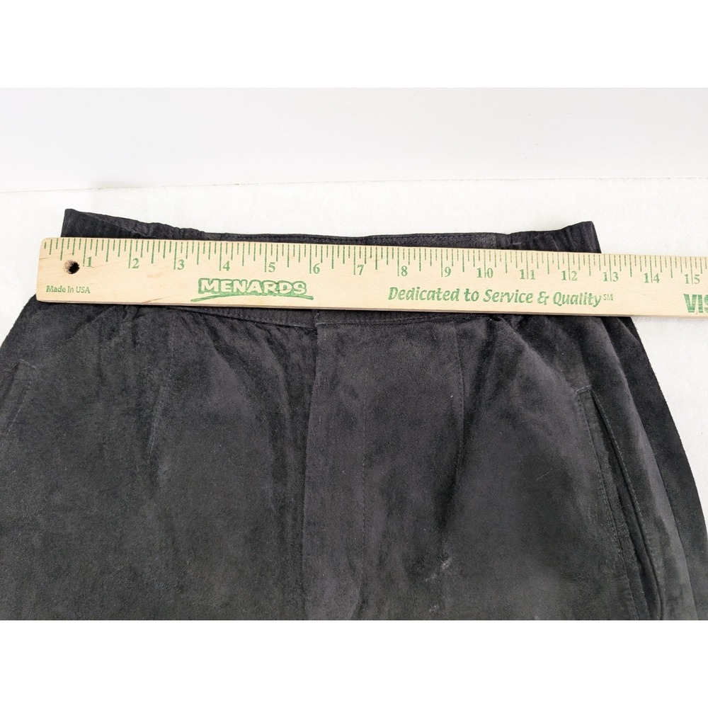 Vintage Pia Rucci Suede Leather Pants 6 Black 80s High Waisted Model Off Duty - Picture 4 of 8